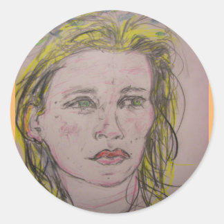 Sticker Rond fille avec des fleurs dans ses cheveux