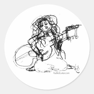 Sticker Rond Fille avec guitare