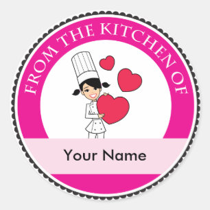 Sticker Rond Fille avec le motif de coeurs -