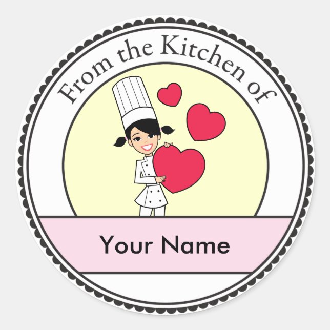 Sticker Rond Fille avec les coeurs Motif - (Devant)