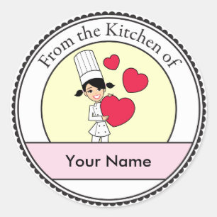 Sticker Rond Fille avec les coeurs Motif -