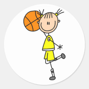Sticker Rond Fille avec T-shirts de basket-ball et cadeaux