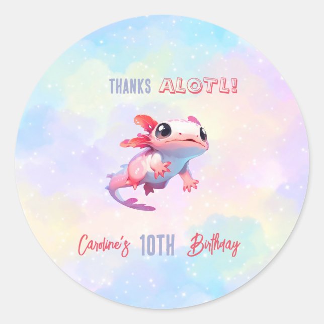 Sticker Rond Fille axolotl arc en ciel (Devant)