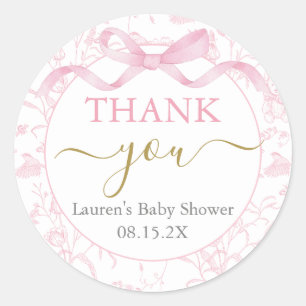 Sticker Rond Fille Baby shower de la ceinture rose