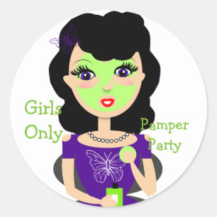 Sticker Rond Fille Beauté Pamper Party Filles seulement Thème