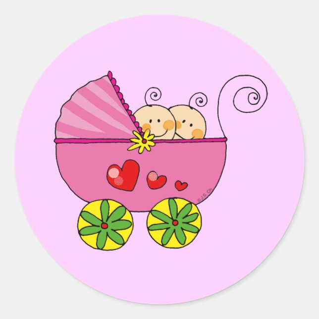 Sticker Rond Fille bébé jumeaux (Devant)