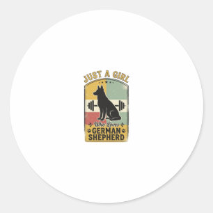 Sticker Rond Fille Berger Allemand Chemise Rétro Amoureux de Ch