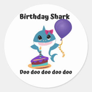 Sticker Rond Fille Birthday Baby Shark