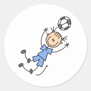 Sticker Rond Fille Bleu Soccer Uniforme