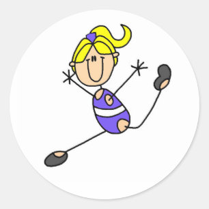 Sticker Rond Fille Blonde Gymnaste
