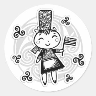 Sticker Rond fille bretonne