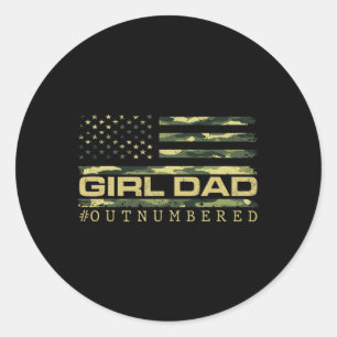 Sticker Rond Fille Camo Papa Américain Drapeau Papa De Filles 4