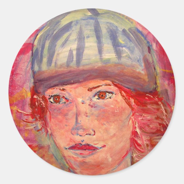 Sticker Rond fille casquette (Devant)