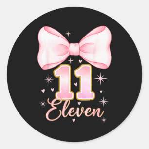 Sticker Rond Fille coquette 11 ans avec noeud C'est mon onzième