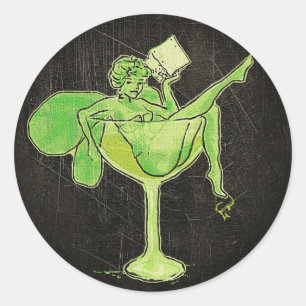 Sticker Rond Fille d'absinthe en verre (aucun texte)