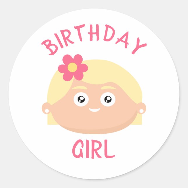 Sticker Rond Fille d'anniversaire (Devant)