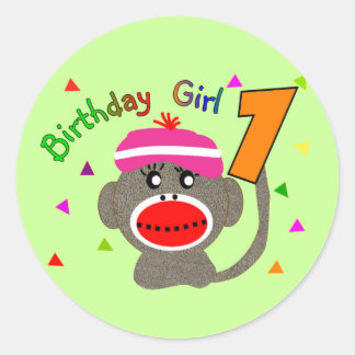 Sticker Rond Fille d'anniversaire "1" année