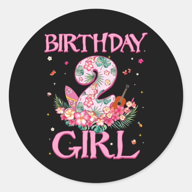 Sticker Rond Fille d'anniversaire 2 ans Fleur d'été 2e annivers (Devant)
