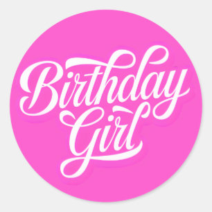Sticker Rond Fille d'anniversaire rose