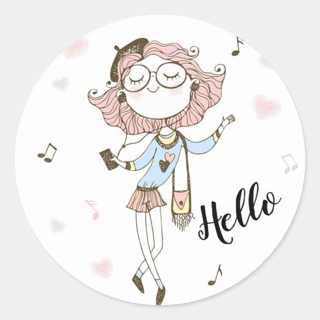 Sticker Rond Fille dansante (Devant)