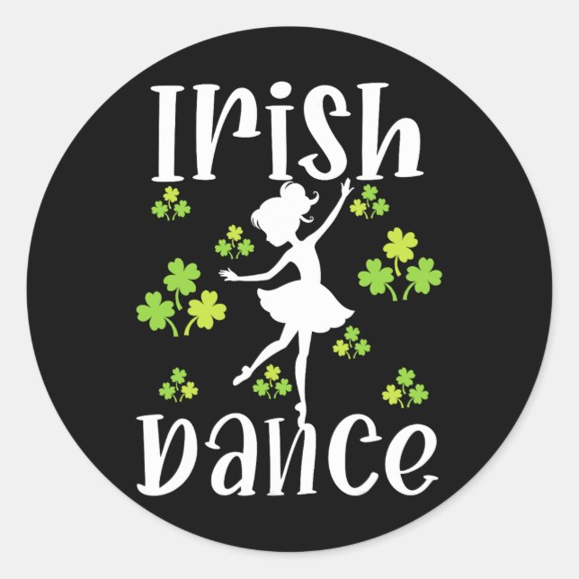 Sticker Rond Fille Danseuse Danse irlandaise Dance St Patrick's (Devant)