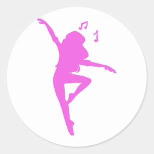 Sticker Rond Fille danseuse silhouette - Choisir la couleur arr