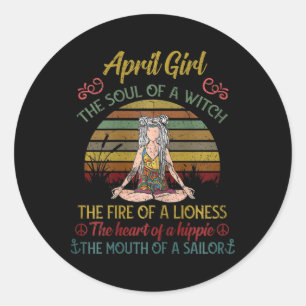 Sticker Rond Fille d'avril Femme Âme de Sorcière Mignon Vintage
