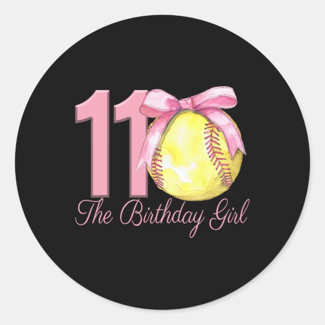 Sticker Rond Fille de 11 ans anniversaire Softll Team Coquette  (Devant)
