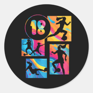 Sticker Rond Fille de 18 ans footballeuse Football 18 ans