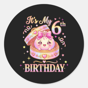 Sticker Rond Fille de 6 ans Dumpling Kawaii Anime Fête d'annive