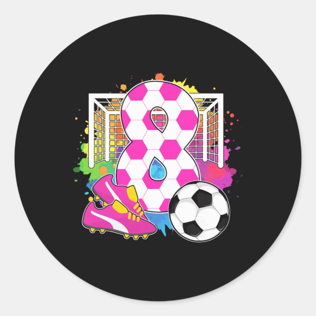 Sticker Rond Fille de 8 ans Fête d'anniversaire 8e anniversaire (Devant)