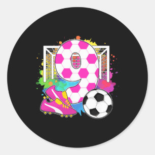 Sticker Rond Fille de 9 ans Fête d'anniversaire 9e anniversaire