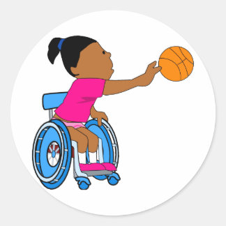 Sticker Rond fille de basket
