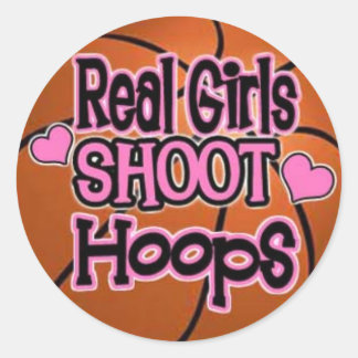 Sticker Rond fille de basket