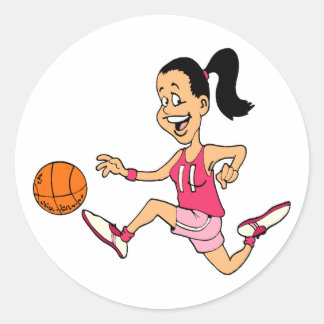 Sticker Rond Fille de basket-ball