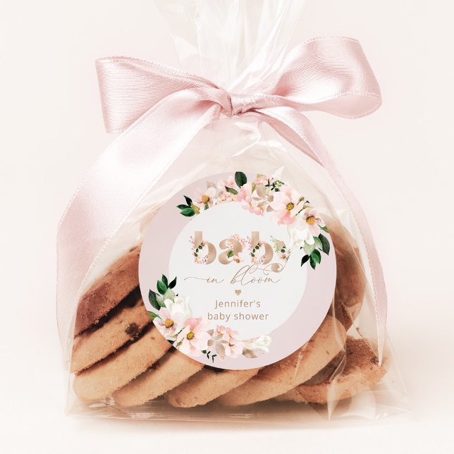 Sticker Rond Fille de bébé en fleurs élégante pour la baby show (Créateur téléchargé)