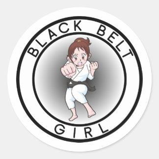 Sticker Rond Fille de ceinture noire