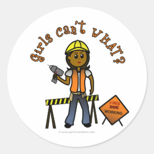 Sticker Rond Fille de construction sombre