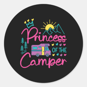 Sticker Rond Fille de famille camping Caravane Motorhome Prince