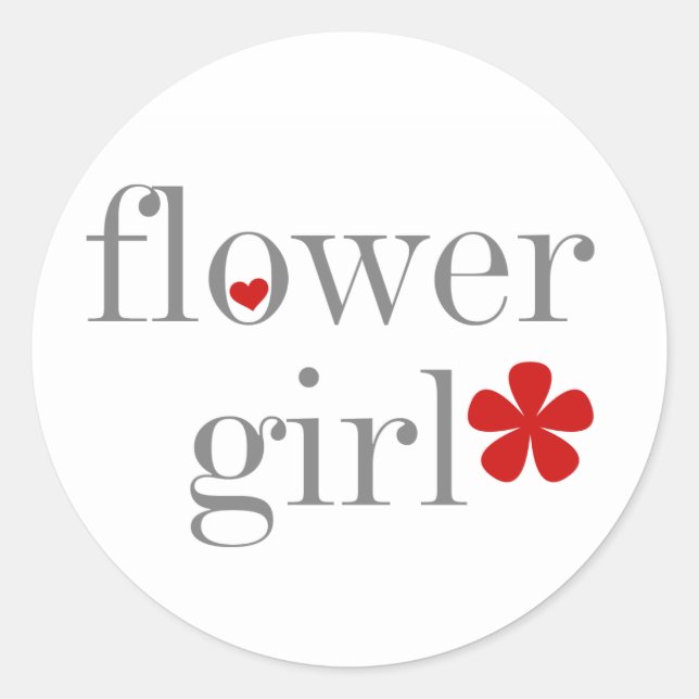 Sticker Rond Fille de fleurs de texte gris (Devant)