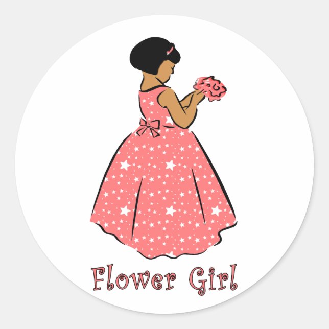 Sticker Rond Fille de fleurs en corail (Devant)