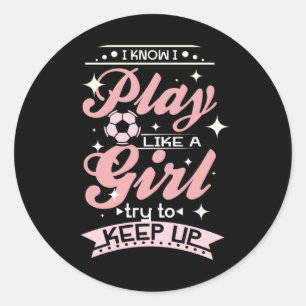 Sticker Rond Fille de football
