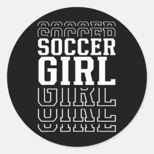 Sticker Rond Fille de football Texte superposé drôle Fille jeun