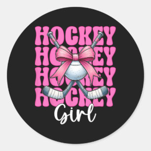 Sticker Rond Fille de hockey Fille de hockey de rue Coquette Bo