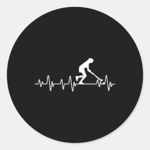 Sticker Rond Fille de hockey sur gazon Battement de coeur Femme