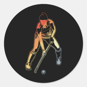 Sticker Rond Fille de hockey sur gazon pour joueurs de hockey s