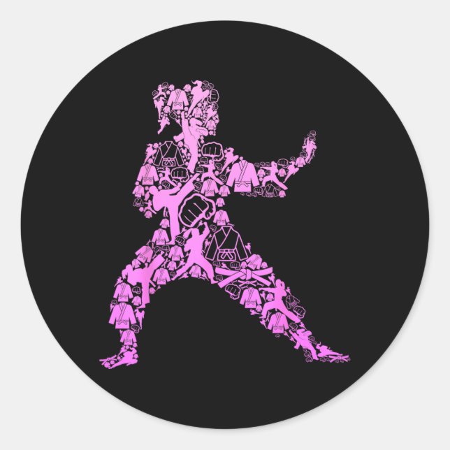 Sticker Rond Fille de karaté (Devant)