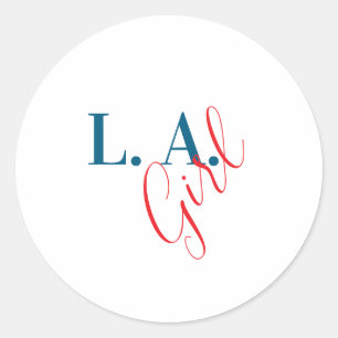 Sticker Rond Fille de L. A. Los Angeles Minimaliste Moderne Sim
