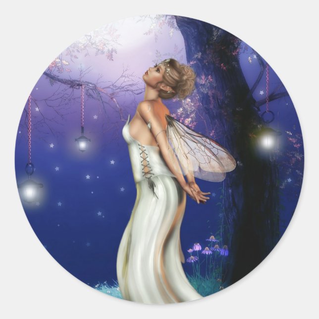 Sticker Rond Fille de la Lune (Devant)