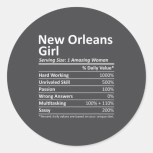 Sticker Rond Fille de la Nouvelle-Orléans La Louisiane Ville Am
